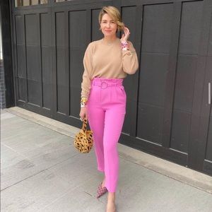 Cropped ankle pant with removable belt